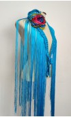 Blue Crochet Fringe & 2 Flowers for Hair Set