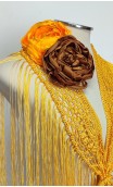 Yellow Crochet Fringe & 2 Flowers for Hair Set