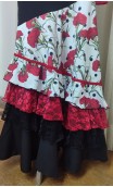 Conjunto Flamenco Negro, Blanco y Rojo de Falda y Pañuelo