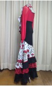 Conjunto Flamenco Negro, Blanco y Rojo de Falda y Pañuelo