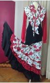 Skirt & Scarf Black, White & Red Flamenco Set