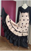 Beige w/Black Polka-dots Flamenco Skirt