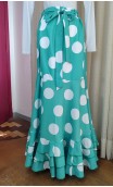 Green w/White Polka-dots Wrap Over Flamenco Skirt