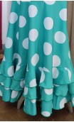 Green w/White Polka-dots Wrap Over Flamenco Skirt