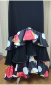 Floral Black Flamenco Skirt w/ 3 Ruffles