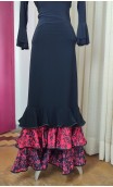 Black Flamenco Skirt w/ Red Floral Ruffles