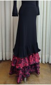 Black Flamenco Skirt w/ Red Floral Ruffles