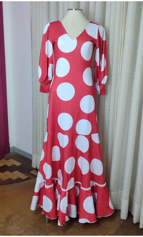 Vestido Flamenco Rojo c/Lunares Blancos