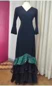 Green & Black Flamenco Skirt w/ 3 Ruffles