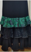 Green & Black Flamenco Skirt w/ 3 Ruffles