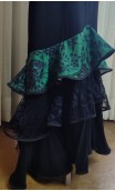 Green & Black Flamenco Skirt w/ 3 Ruffles