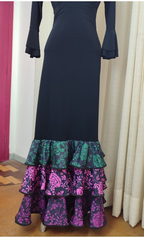 Black Flamenco Skirt w/ Colorful Ruffles