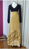 Yellow Velvet Flamenco Skirt w/Ruffles