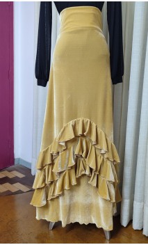 Saia Flamenca de Veludo Amarelo c/Babados