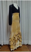 Yellow Velvet Flamenco Skirt w/Ruffles