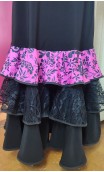 Purple & Black Flamenco Skirt w/ 3 Ruffles