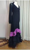 Purple & Black Flamenco Skirt w/ 3 Ruffles