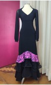 Purple & Black Flamenco Skirt w/ 3 Ruffles