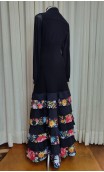 Black Flamenco Skirt w/ Floral Ruffles