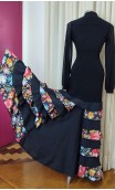 Black Flamenco Skirt w/ Floral Ruffles