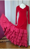 Vestido Flamenco Rojo de Terciopelo 5 Volantes