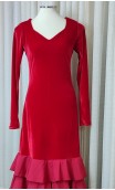 Red Velvet Flamenco Dress 5 Ruffles