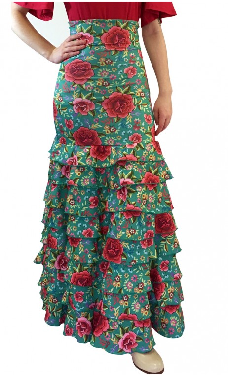 Letizia Floral 8 Ruffles Long-Skirt