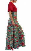 Saia Flamenca Letizia Floral 8 Babados