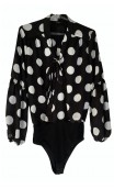 Black w/White Polka-dots Flamenco Leotard-Shirt